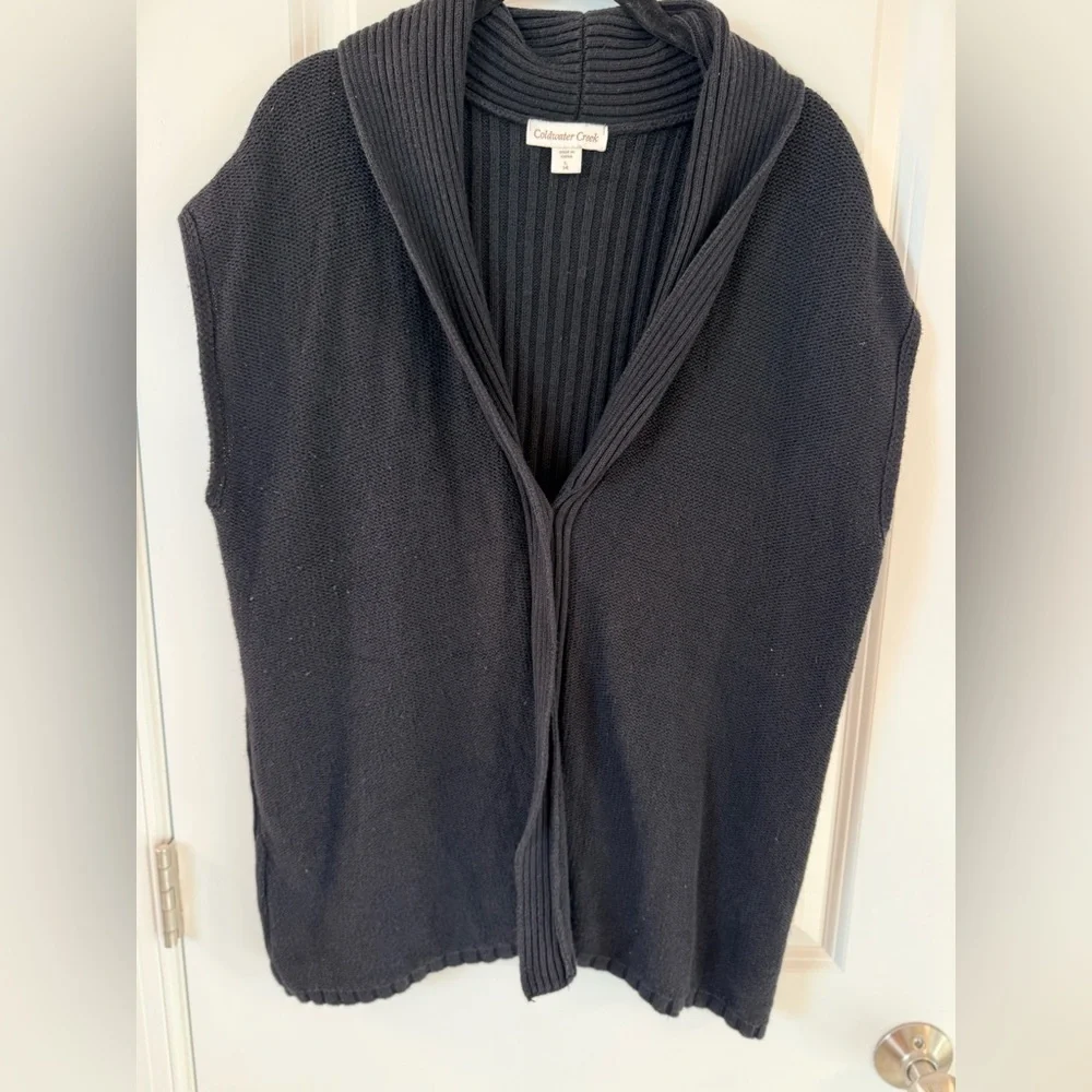 Coldwater Creek Black V-Neck Sweater Vest (size 14)